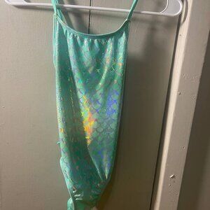 Cat & Jack Girls Fancy Scales One Piece Swimsuit Teal Size 10/12